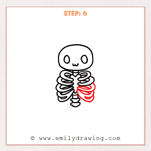 how to draw a rib cage - Step 6